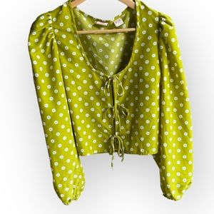 Levi San Francisco Long Sleeve Shirt Green Flower Shirt Women’s Medium